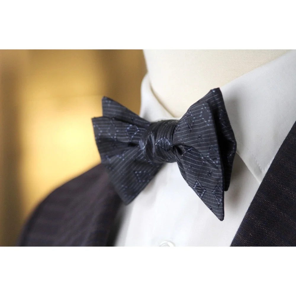 Men's Self-tied Bow‎ Tie 100%Silk Navy Ornament S731BC